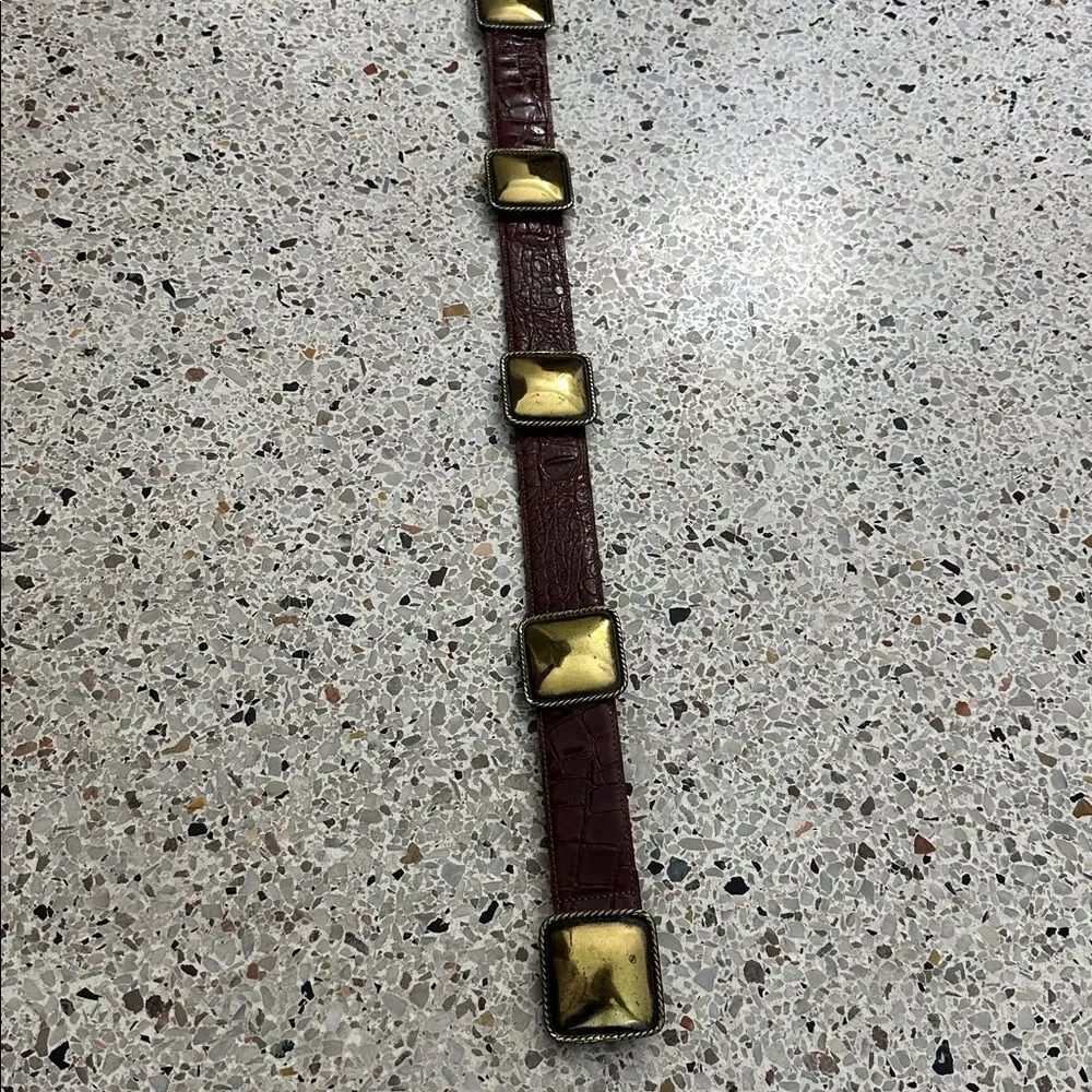 Vintage Ginnie Johansen brown brass made in Italy belt m medium boho